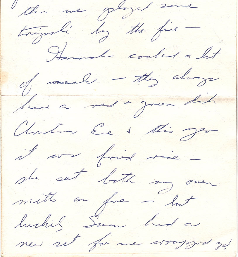 A letter Mother wrote about my cooking... and setting her over mitts on fire...