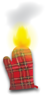 Burning oven mitt