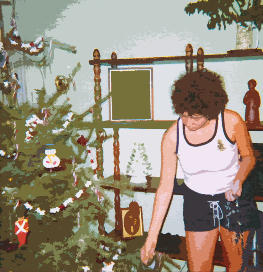 Decorating a Christmas tree in Hawaii