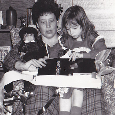 Susan and Jane in plaid nightgowns