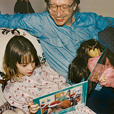 Jane reading to Marty and Molly