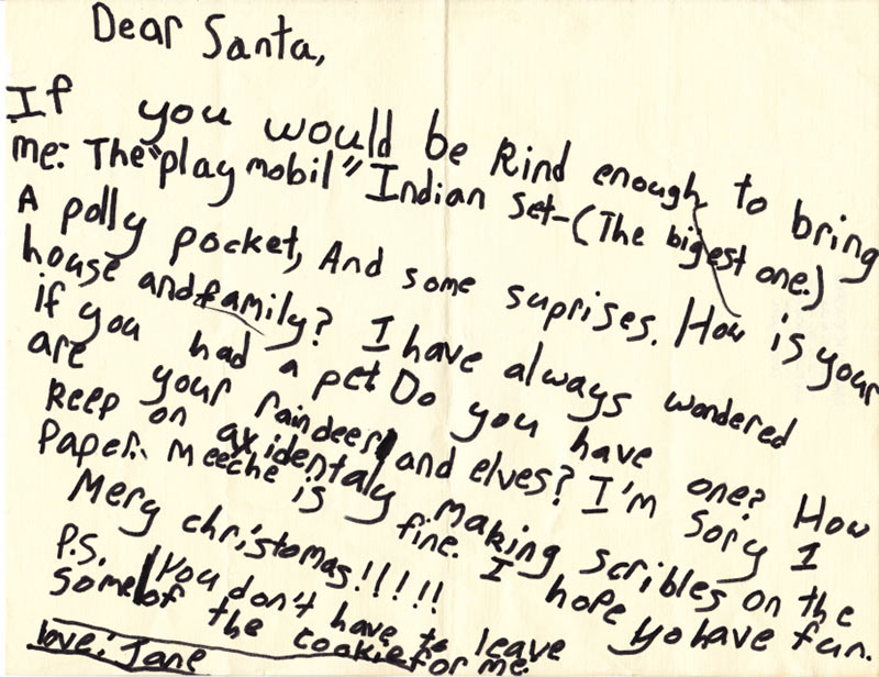 Jane's letter to Santa Claus
