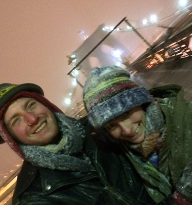 Justin and Jane in a New York blizzard