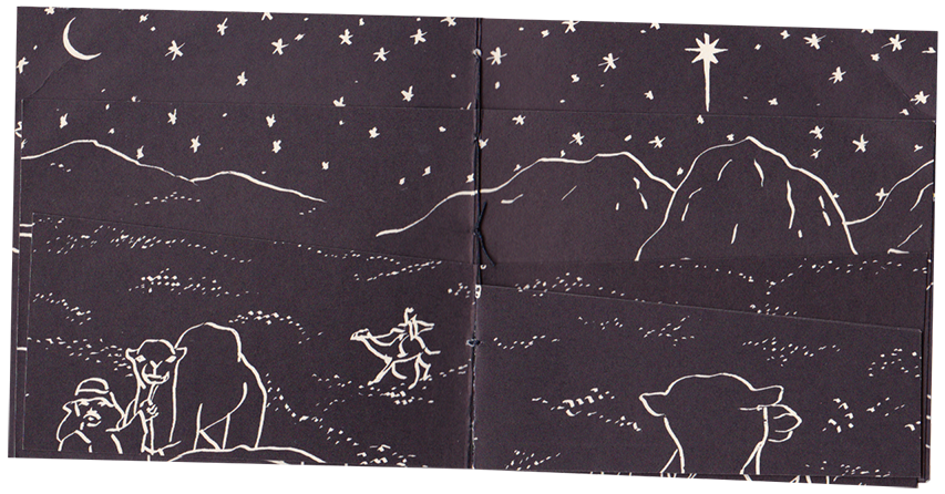 Black pages with white drawing donw with calligraphy pen.