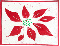 Linocut of poinsetta