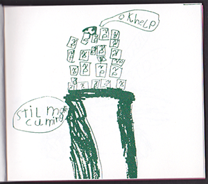 Another page above is open, with a drawing from the movie.