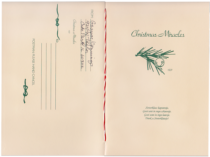 The booklet open with the back showing
