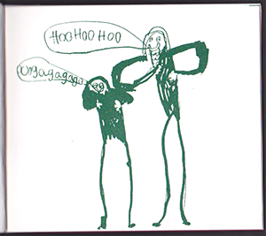 Another page above is open, with a drawing from the movie.