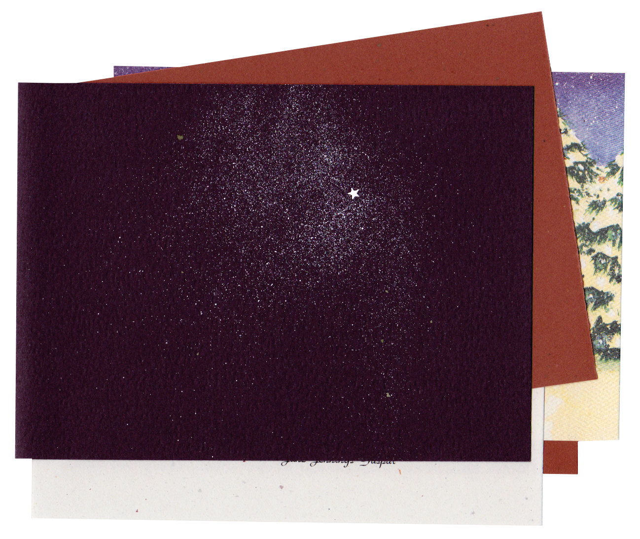 Staggered pages with the purple star-spattered cover on top.