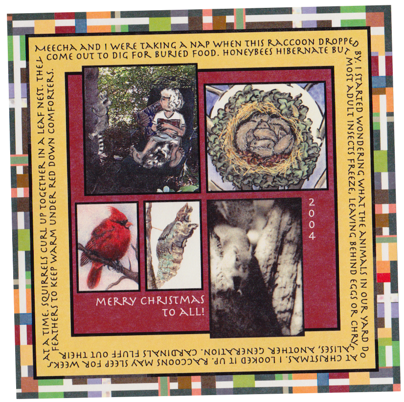 A card with the images and some text that sums up the meaning of the book.