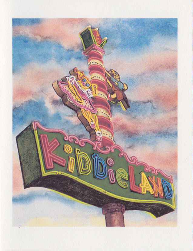 Kiddieland neon sign at sunset 