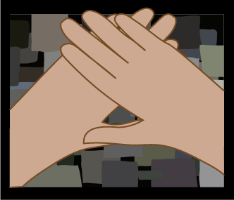 Illustration of hands over the grey blocks