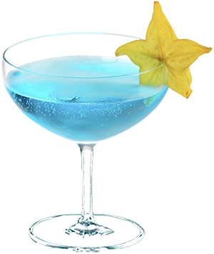 Cocktail Blue Moon martini with garnish