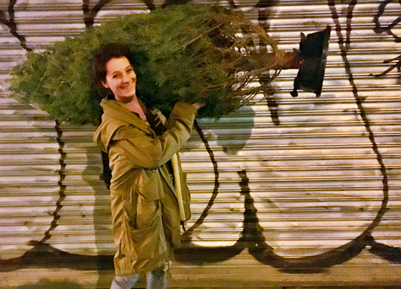 Jane with tree on her shoulder