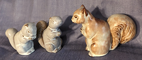 Three different Ellen Jennigns squirrels