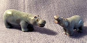 Two tiny Ellen Jennings hippos