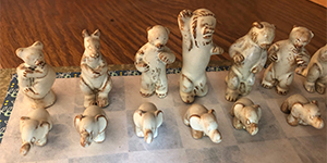 White Ellen Jennings chess figures