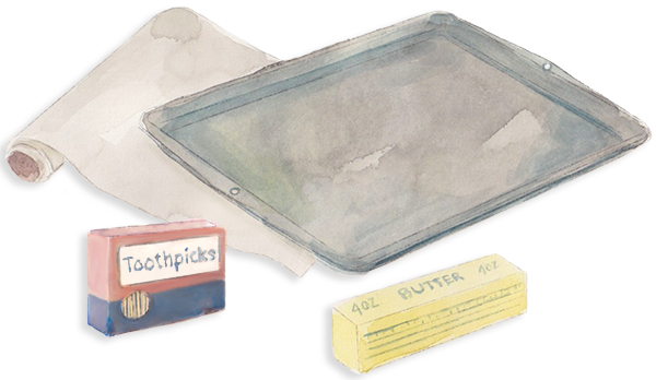 watercolor of needed items