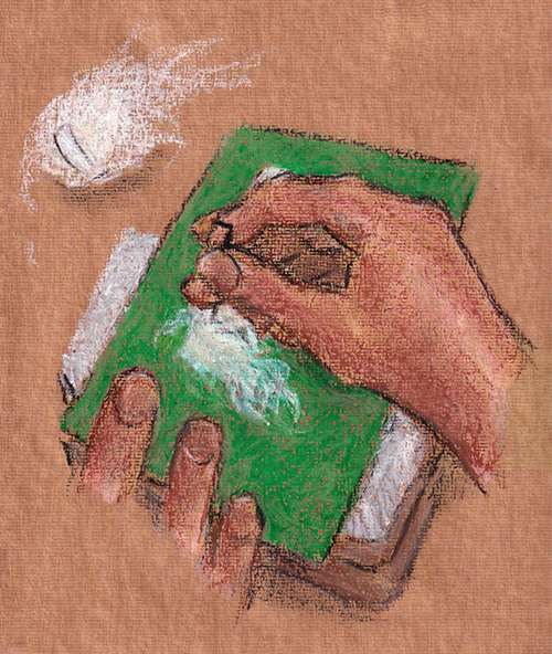 Illustration of hands felting
