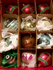 ornaments in bin
