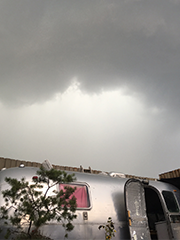 clouds over airstream in Brooklyn