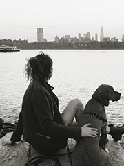 Jane and Bird looking at Manhattan 