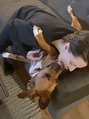 BIrd licking Jane