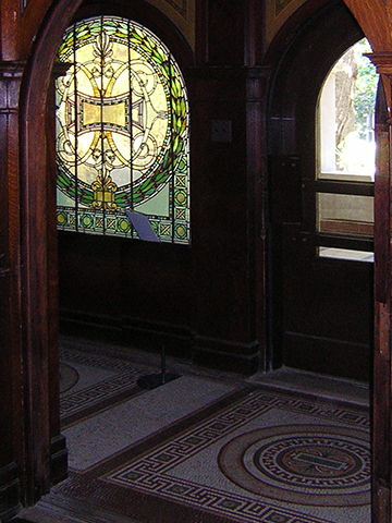 Pleasant Home entrance stained glass window