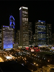 Chicago skyline at night