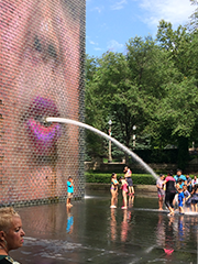 millenium fountain with children being "spit" on