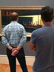 night hawks with two men viewing