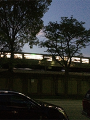Metra train elevated in Oak Park
