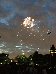 fireworks over Pilgrim Church