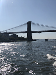 New York bridge with sea behind