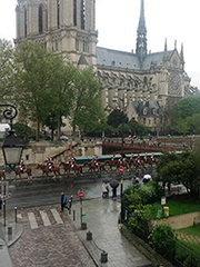 parade in front of Notre Dame