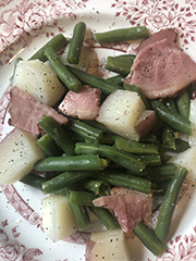 green beans, potatoes, and ham