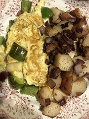 eggs, potatoes, and vegetables