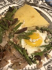 cornbread, egg, vegetables