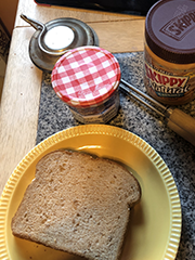 round peanut butter and jelly sandwich makings