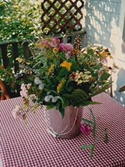 bouquet on back porch