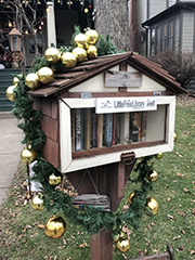 free library decorated for Christmas