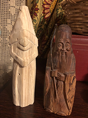 wooden elf and Japanese god