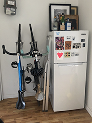 Jane and Ben's bikes mounted in their kitchen