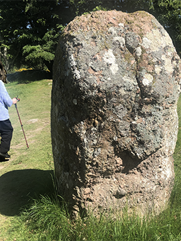 Standing stone and Susan's side with cane
