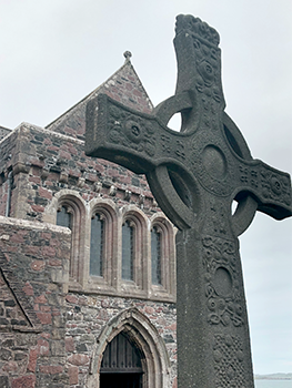 Celtic cross in fron of hermitage