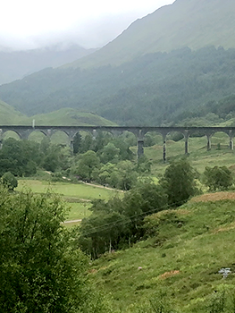 Viaduct in mountain scene 