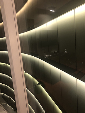 Twilight Zone like wall of curves and lights