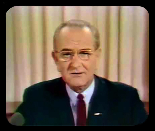 President Johnson speaking on TV