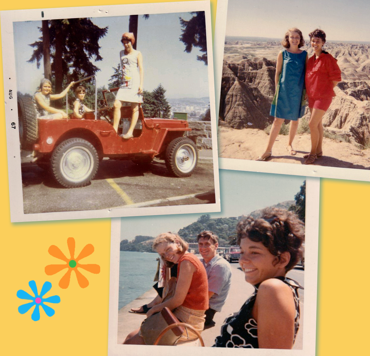 Patsy, Suzanne, Guy, and me in snapshots