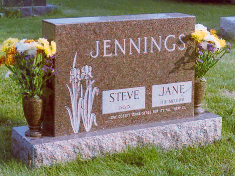 Jennings tombstone with flowers